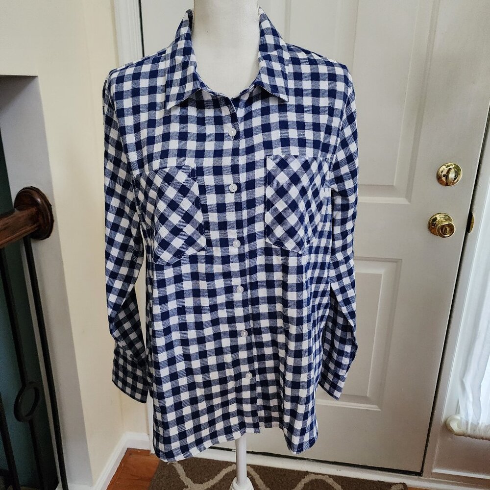 NWT Marc New York Jeans Blue White Buffalo Top Size M